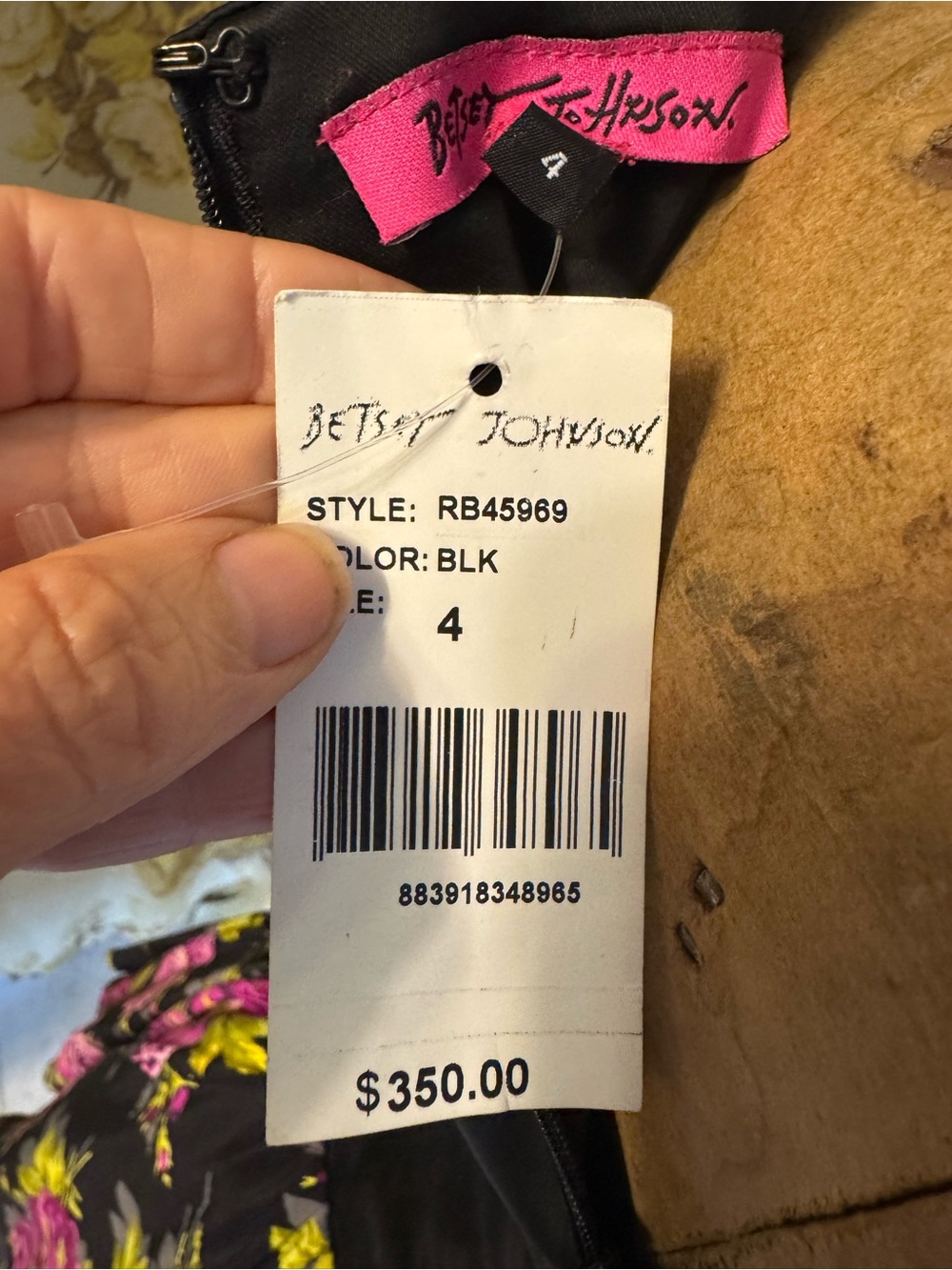 Betsey Johnson - Vintage Black Floral Lace Corset Dress in Pink & Lime - Picture 7 of 7